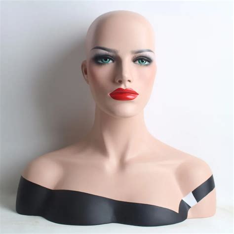 Vintage Black Hand Painted Cloth Fiberglass Female Mannequin Dummy Head