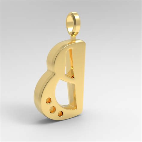 B Letter Pendant Gold Cgtrader