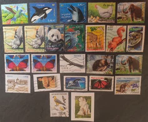 LOT DE 24 TIMBRES FRANCAIS OBLITERES sur le thème des ANIMAUX EUR 1 00