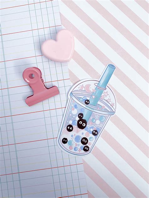 Heart Love Pink Cute Kawaii Boba Bubble Tea Handmade Waterproof Sticker