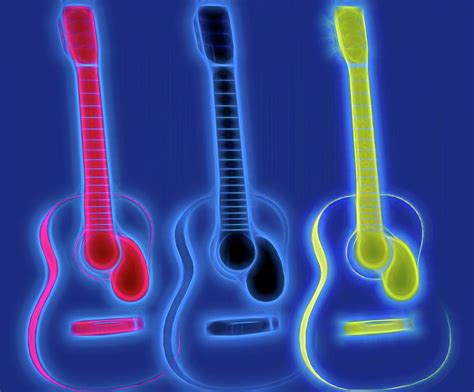 Neon Guitar Trio Digital Art By Dan Sproul Fine Art America