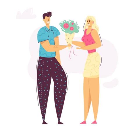 Husband Giving Flowers Illustrations Royalty Free Vector Graphics