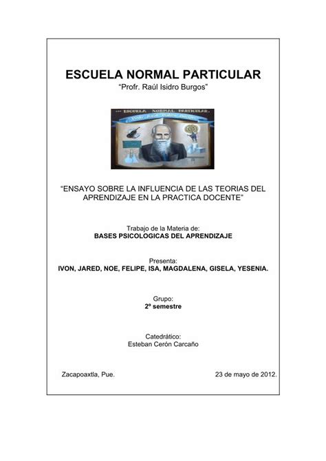 PDF 9 Ensayo Sobre La Influencia De Las Teorias Del Aprendizaje En