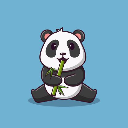 Lucu Kartun Panda Makan Bambu Ilustrasi Kartun Vektor Clipart Kartun ...