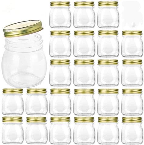 Regular Mouth Mason Jars Encheng Oz Clear Glass Jars With Lids Gold