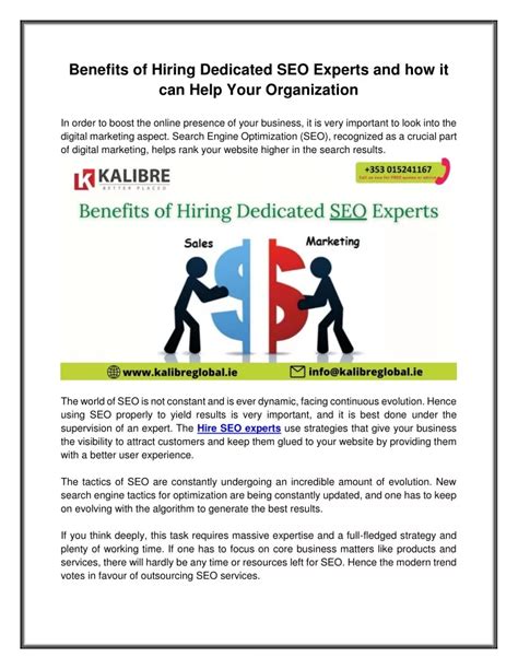 Ppt Benefits Of Hiring Dedicated Seo Experts And How It Can Help Your