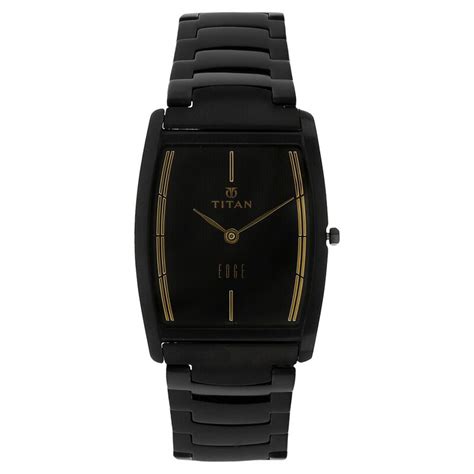 buy  titan edge black tonneau dial analog stainless steel strap