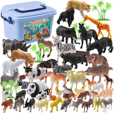 MAJOZ 44 Pièces Mini Jouets Animaux de la Jungle Monde Animal