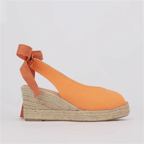 Orange Canvas Wedge Platform Espadrilles SHEILA Bow Detail