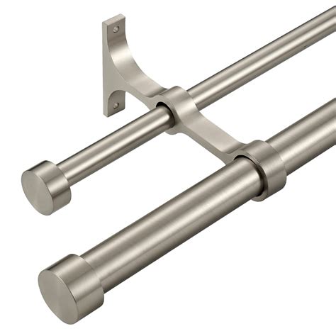 Double Curtain Rods with Aluminum End Cap and Full Surround Brackets,1
