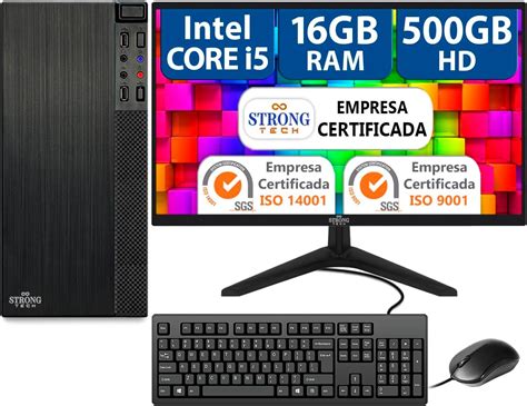 Computador Completo Intel Core i5 16GB HD 500GB Monitor 17 4 Núcleos