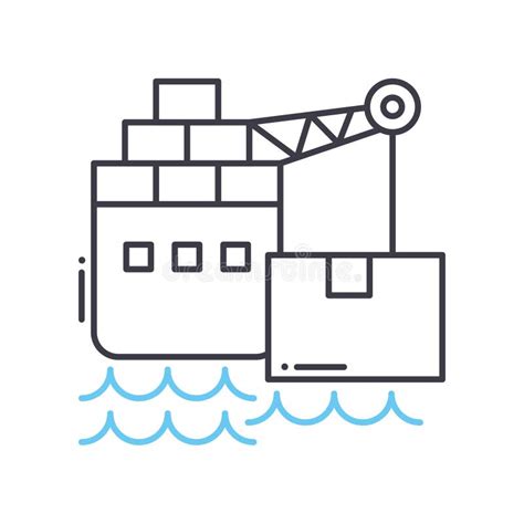 Cargo Ship Line Icon Outline Symbol Vector Illustration Concept Sign