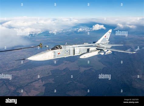 Su-24M frontline bomber plane of the Russian Navy during aerial ...