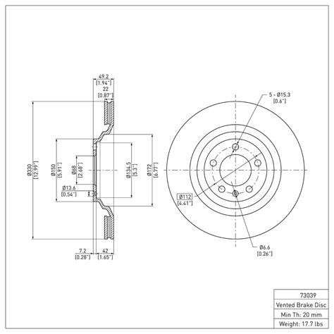 R1 Concepts Ere 73039 E Line Blank Brake Rotor 2005 2011 Audi