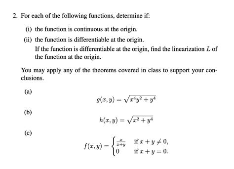 Solved 2 For Each Of The Following Functions Determine If Chegg