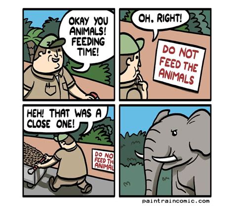 a comic strip with an elephant and man talking to each other about the ...