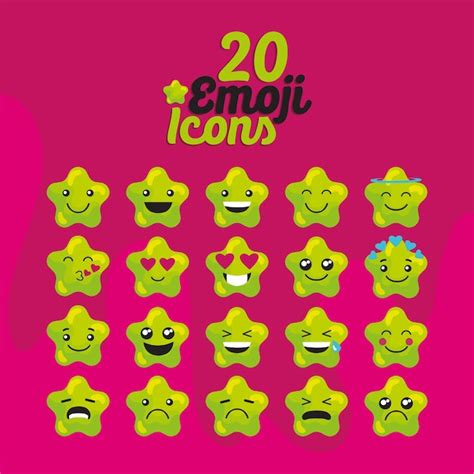 Conjunto De Emoji Em Forma De Estrela Colorida Ilustra O Vetorial