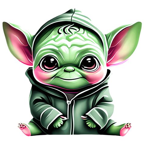 Realistic D Baby Yoda Graphic Green Grogu In Black Creative Fabrica