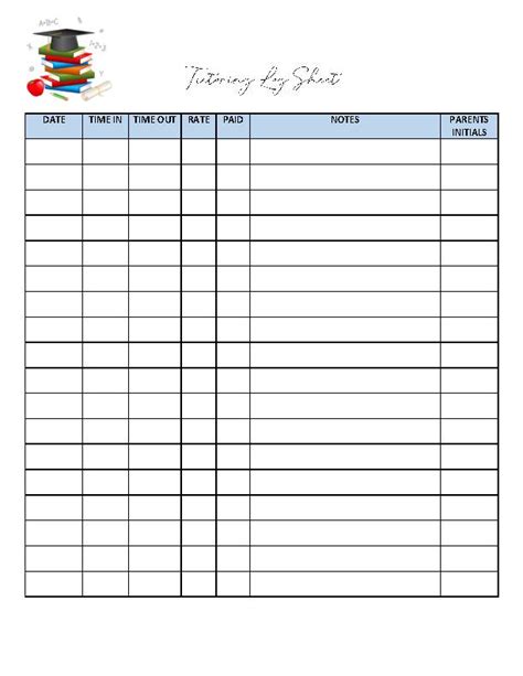 Tutoring Log Sheet Classful