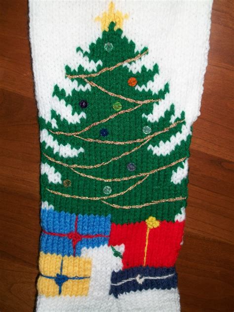 PDF Pattern Only Hand Knitted Christmas Tree Stocking Etsy