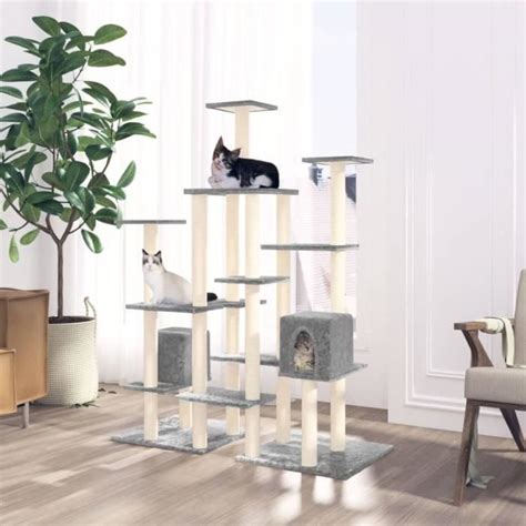 Ledivil Arbre Chat Avec Griffoirs En Sisal Gris Clair Cm