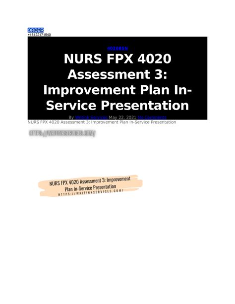 Improvement Plan In Service Presentation Sample Appro Order Bsn