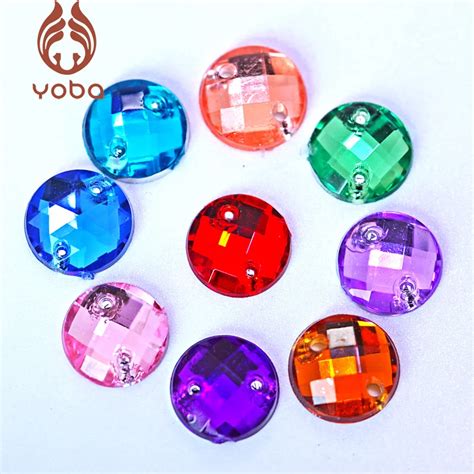 Mm Pcs Multi Colors Round Grid Sew On Rhinestone Flatback Acrylic