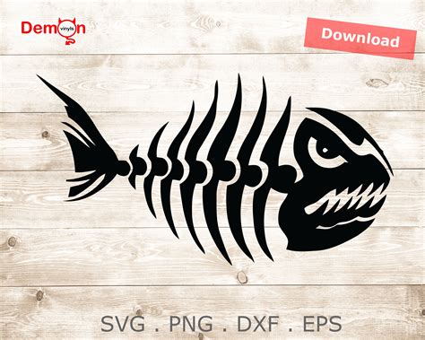 Angry Fish Skeleton Fishing Logo Svg Eps Png Dxf Vector Etsy