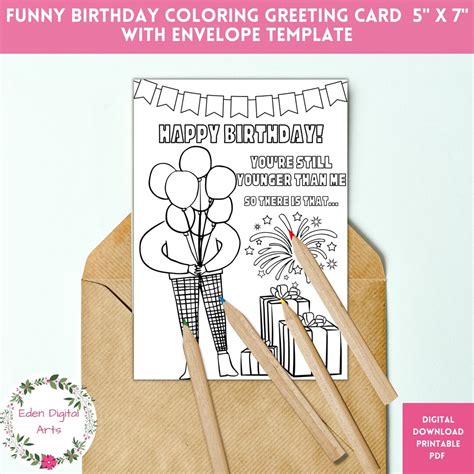 Funny Coloring Happy Birthday Card for Adults You're - Etsy