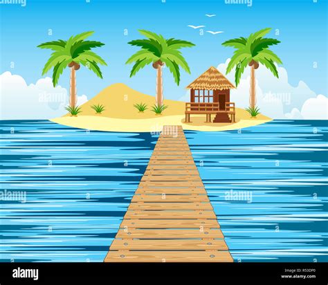 wooden bridge  tropical island stock photo alamy