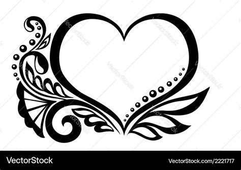 Symbol of a heart with floral design Royalty Free Vector