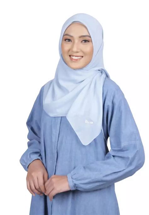 Jual Zoya Zoya Afni Scarf Milky Blue Kerudung Hijab Segi Empat Polos