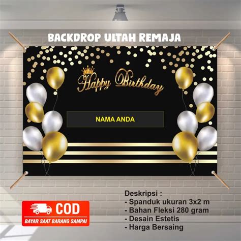 Spanduk Banner Backdrop Ulang Tahun Happy Birthday Universary Remaja Dewasa Lazada Indonesia