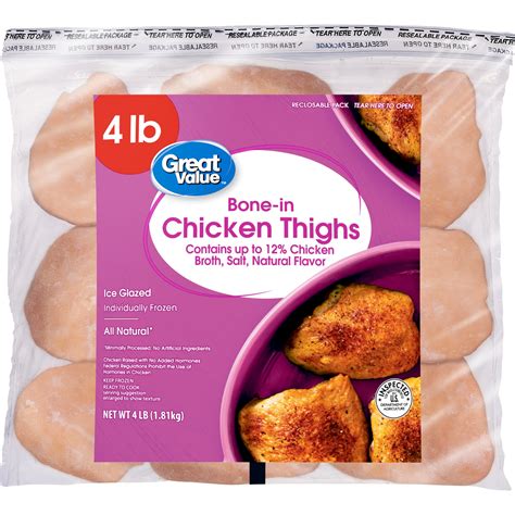 Great Value All Natural Chicken Thighs, 4 lb (Frozen) - Walmart.com