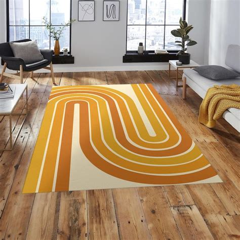 Vibrant 70s Inspired Rug Retro Boho Area Rug Colorful Rug For Living