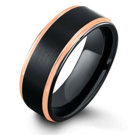 Black Roselet Mens Black And Rose Gold Wedding Band Northern Royal Llc