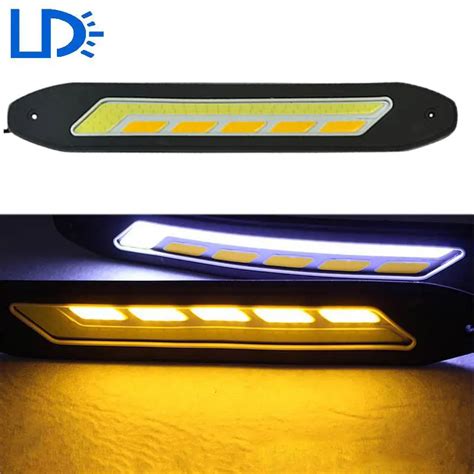 Flexible Car LED Turn Signal Light COB Daytime Running Light Yellow