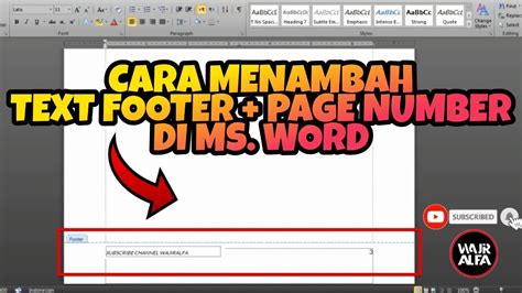 Cara Menambahkan Text Footer Dan Page Number Di Word YouTube