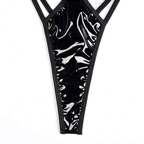 Sexy Latex Lingerie Set I Black Leather Underwear I Erotic Lingerie I