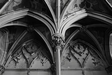 Black And White Image Of A Gothic Structure Featuring Intricately