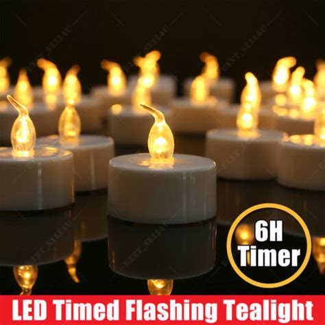 24pack Led Tea Lights Flickering Flameless Candles Battery Operated With Timer Ebay