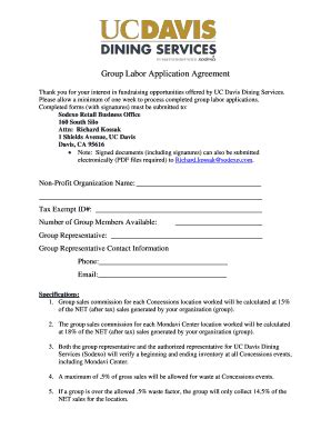 Fillable Online Dining Ucdavis Group Labor Application Agreement