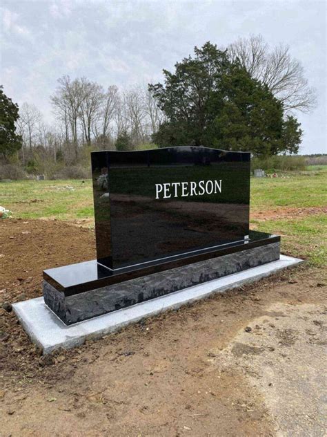 Double Companion Black Granite Upright Headstone Dguh Back View