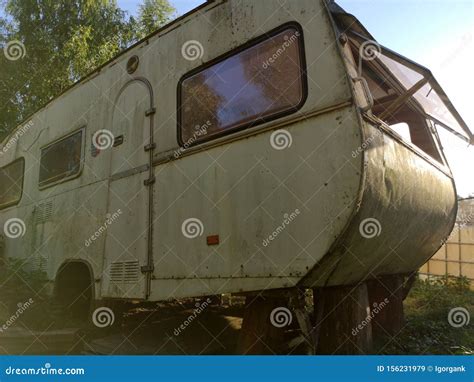 Old Rusty Travel Trailer Camper Van Caravan Stock Image Image Of