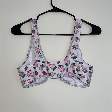 Adorable Strawberry Print Bikini Top Wish This Top Depop