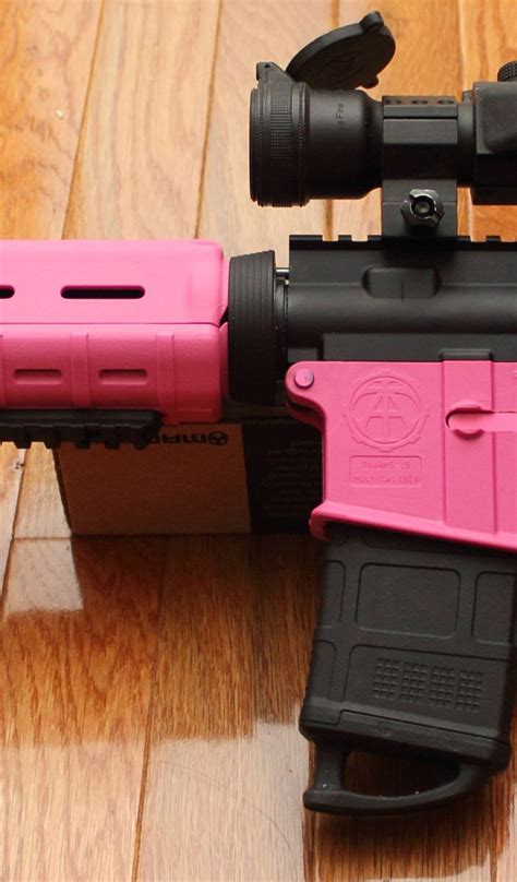 Download Wallpaper Pink Ar15 Assault Rifle Magpul Section Weapon In Resolution 600x1024