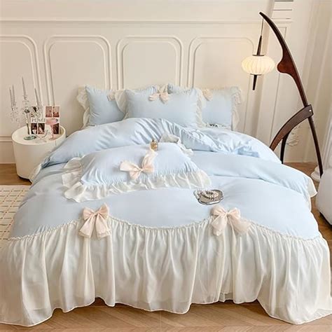 Amazon Soukechy Ruffled Bedding Bow Duvet Cover Set With Butterfly