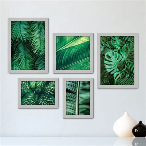 Kit 5 Quadros Decorativos Folhas Natureza Costela De Adão