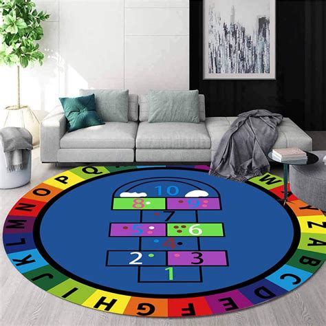 Amazon.com: Round Kids Playroom Rug, 3ft, Colorful Letters ABC Number ...