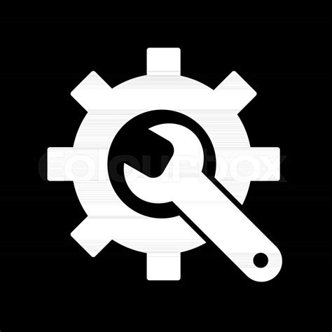 Manufacturing Icon Gear And Wrench Service Symbol Flat Li Colourbox